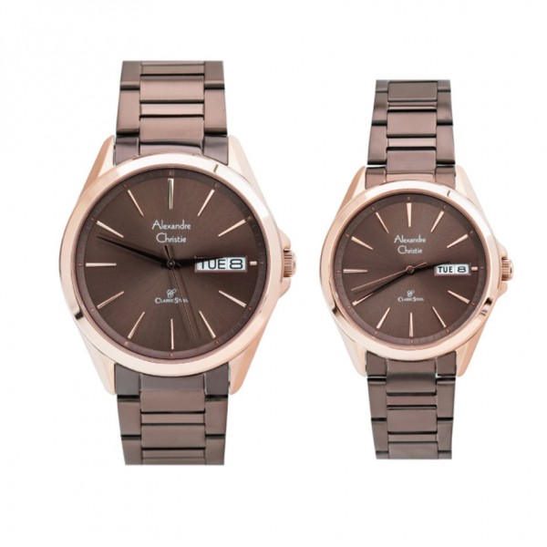 Alexandre Christie AC 8592 Rosegold Brown Couple